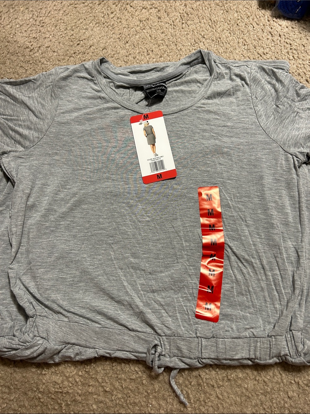 Gray Short-Sleeve Tee with Drawstring Hem